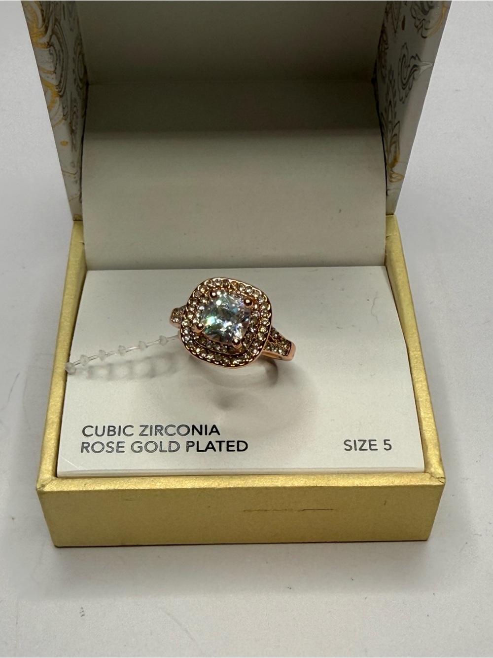 Charter Club Rose Gold Halo CZ Ring (Size 5)